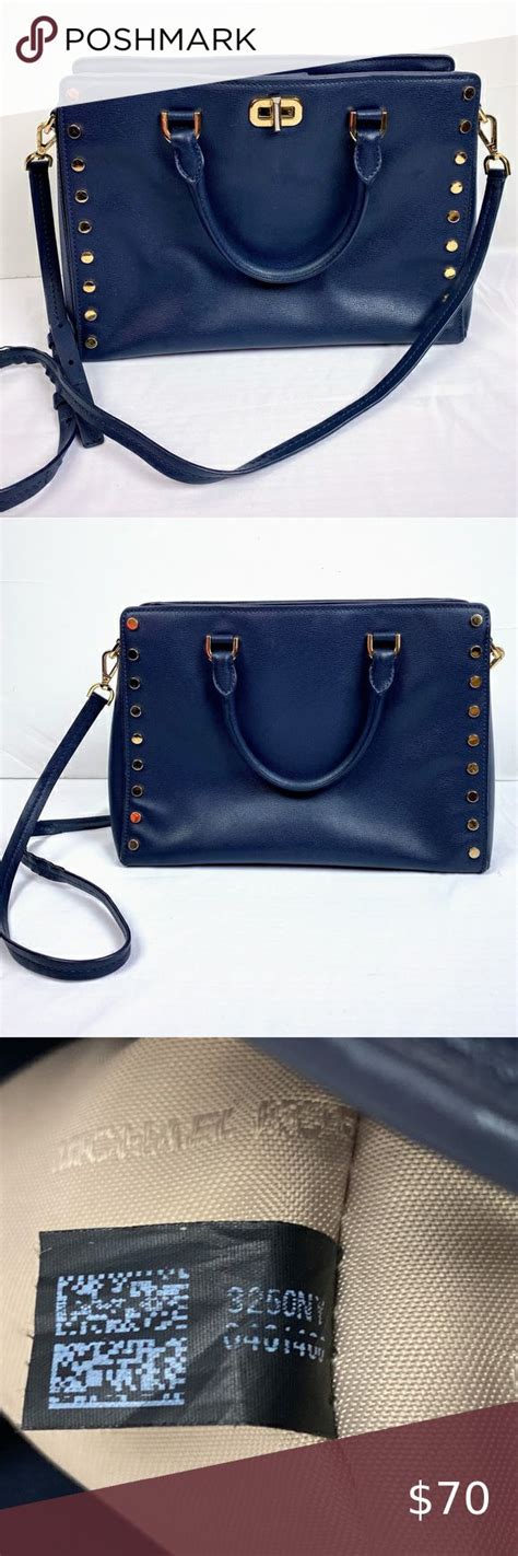 michael kors sylvie stud navy|Michael Kors Sylvie Studded Admiral Navy Blue Satchel.